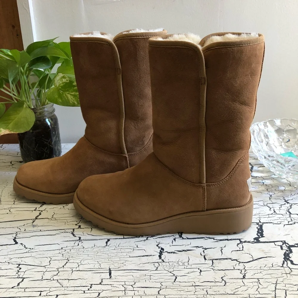UGG Chestnut Suede Mid-Calf Winter Boots